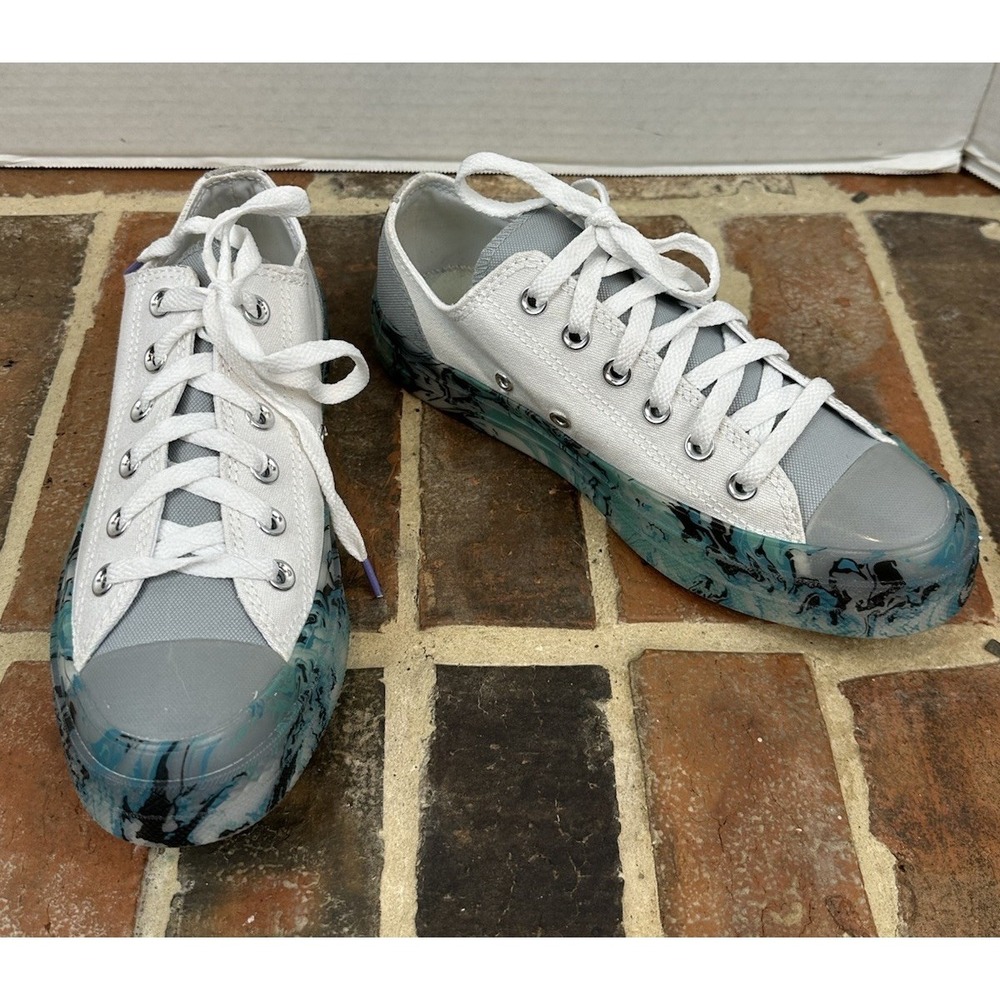 Converse CTAS Cx Sneakers Teal Green Marbled Sole White Canvas Women's 8.5